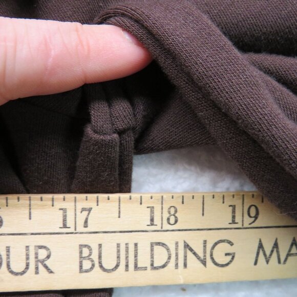 Quacker Factory T Shirt Sz Medium Rainbow Embellished Neckline Brown Long Sleeve - Picture 8 of 9